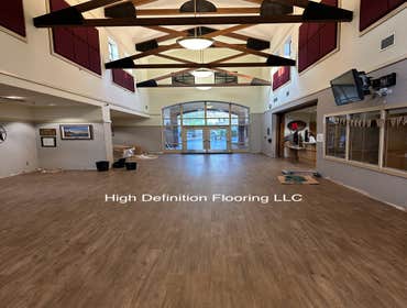 Photos by High Definition Flooring LLC #1 Commercial Project
Installed Kardean commercial Floor coverings
-13,000 Approx Sq Ft
Prep:
Subfloor Machine
