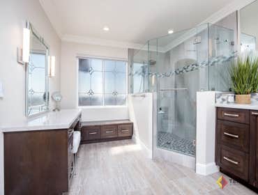 Love Birds Master Bath These two love birds are business owners and came to Teknik busier than ever. They have a large bathroom but the old shower was 