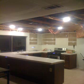 Remodel - Can lights Installed can lights in kitchen, living rm and dining rm, hallways and bedrms, and bath rms
