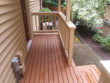Small Deck This was a small deck/porch. The old deck was coming apart, so we replaced with this. We also did a bunch of electrical for the AC unit they
