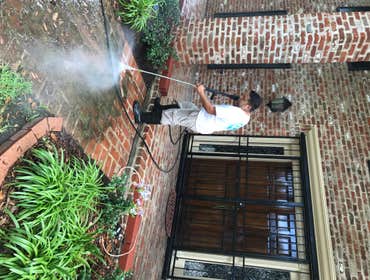 Pressure washing - brick floor