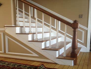Stairway painting & staining project Project completed in West Chester, Pa.