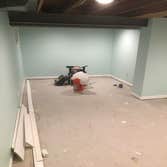 Basement finish homeowner wanted no ceiling and new handrail