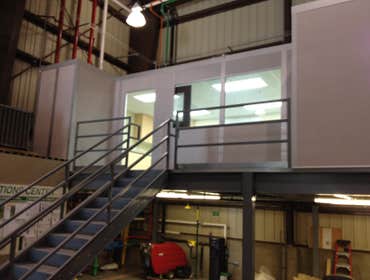 Facility Makers Inc Project Mezzanine with modular offices on top