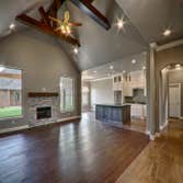 Living Room with stained beams