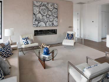 Tiburon house Install hardwood flooring throughout house - wide plank white oak with cured urethane finish