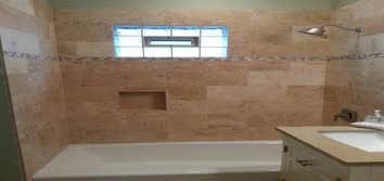 Travertine floor & wall Bath.