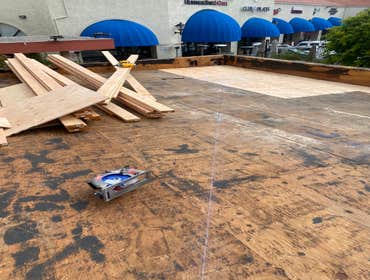 Photos by 701 Roofing Inc #6 Roof tear off
Roof build up/cricket
New plywood
Polyfresko G cool roof