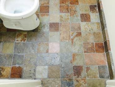 Roofing slate bath floor