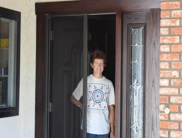 Peggy H., repeat customer. 6.8.2012 We did two retractable screen doors for her about 2 months ago. She loved them so much we just added a retractable