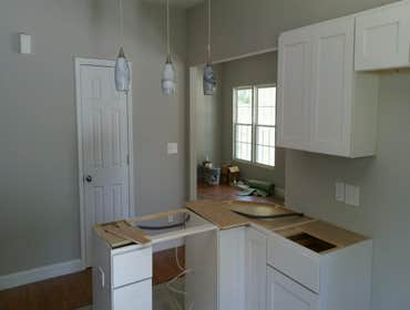 Installing cabinets and lights