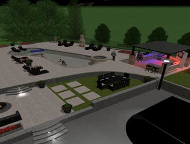 3D Design & Build Back Yard Pool & Living Space Design