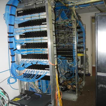 Photos from Custom Electric Systems, Inc Data closet before and after CES began cleaning it up.