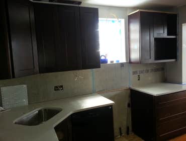 ALLEN KITCHEN This kitchen was a complete gut job, it did not have studs in the walls, there was Terra Cotta brick only, we had to frame a kitchen insi