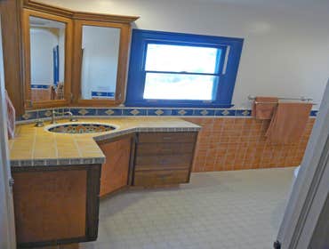 2008: Color Splash Bath This master bathroom was a lot of fun for me. The homeowner had very specific ideas as to what materials and overall look she w