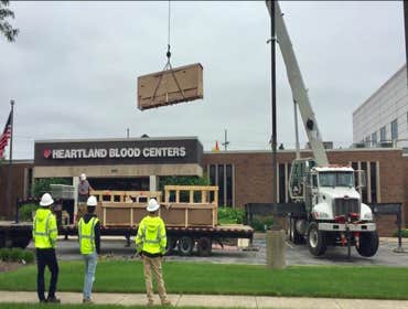 Heartland Blood Center - Glass Atrium Installation Fabricated and installed a 33ft x 16ft glass atrium over the lobby of Heartland Blood Centers corpor