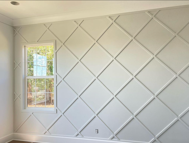 Diamond Patterned Board and Battan Accent Wall