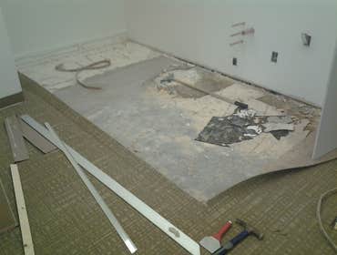 Contreras Floors Covering Project Before and after.Making a breakroom in commercial building