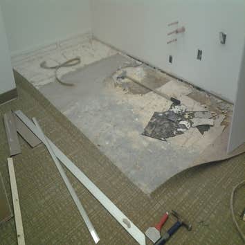Contreras Floors Covering Project Before and after.Making a breakroom in commercial building
