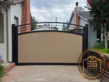 Modern Steel & Wood Driveway Gate Installation in San Jose, California Custom steel & wood driveway gate installation completed in San Jose, California