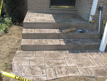 Project photos from Williamson Construction 8 block foundations and brick casements of Oakhurst Homes
radom fieldstone pattern stamped concrete in va