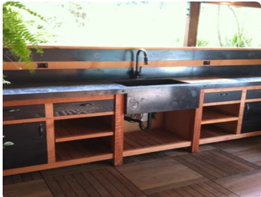Redwood Concrete Outdoor Kitchen