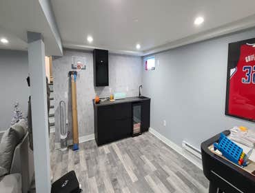 Livingston Basement Remodel of basement in Livingston to include bar, child's area.