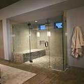 Glass Shower Enclosure and Door Remodeled bathroom with a new glass shower enclosure and door.