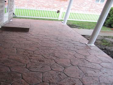 Project photos from Williamson Construction 8 block foundations and brick casements of Oakhurst Homes
radom fieldstone pattern stamped concrete in va