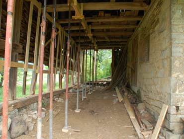 Barn Foundation We completely ripped out the foundation on this barn wall, then replaced it with a much heartier concrete and beam configuration to kee