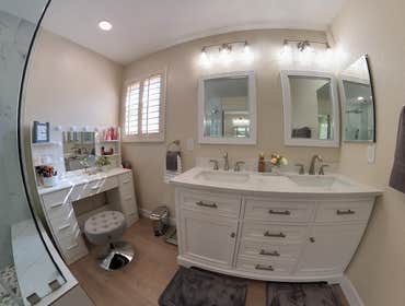 Walk-in Shower and Makeup Corner