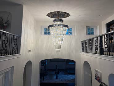 Chandelier install, repaint of medallion
