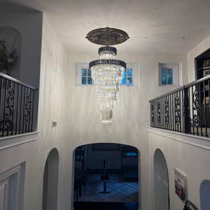 Chandelier install, repaint of medallion