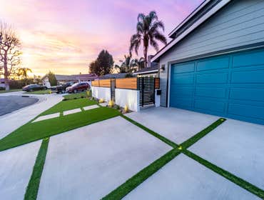 Front yard remodeling HB full remodeling of the front yard and driveway. building new patio, concrete, turf, lights, walls, fences, gates, sidings, pai