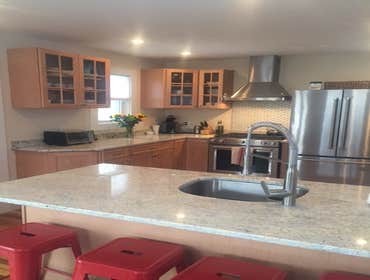 Dedham Renovation This project began as a bathroom remodel and then the homeowner wanted us to consult, design and execute additional projects. These 