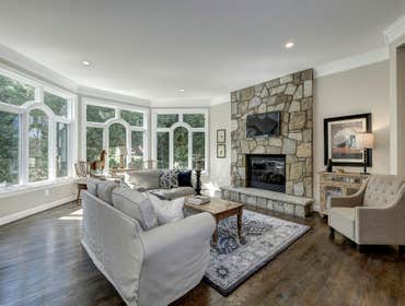 GULICK | CUSTOM Home in McLean The impressive stone and HardiePlank® elevation on our Winthrop really stood out on this corner lot of approximately one