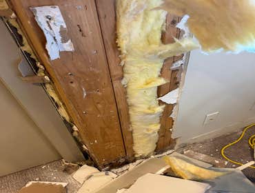 Water Mitigation This project was a roof leak the photos show initial inspection to post demo.