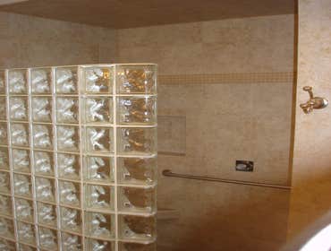 glassblock, niche, bench, bars