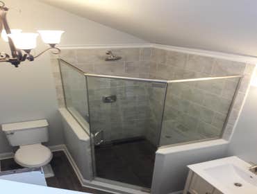 Finished a Bathroom in East Dundee IL A E Lines Inc, finished a second floor bathroom addition in East Dundee IL.
Our bathroom designer did great job