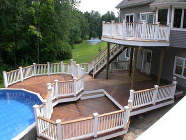 Two story deck with composite decking and rails