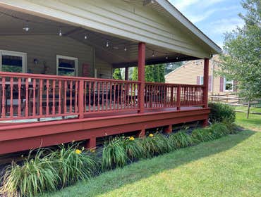 Photos by Petitti Painting LLC #2 Power washed and repainted this beautiful deck with a solid color deck stain