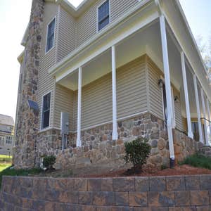 Retaining wall and patio in Potomac, MD This is a segmental retaining wall and backyard redesign we are currently working on in Potomac, MD