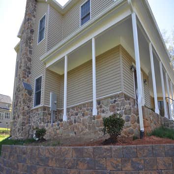 Retaining wall and patio in Potomac, MD This is a segmental retaining wall and backyard redesign we are currently working on in Potomac, MD