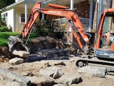 Boulder wall construction