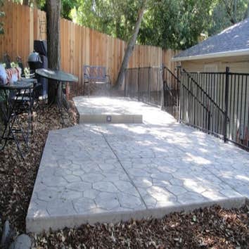 Oakland California Job Raise stamp patio,retaining wall,low voltage lights