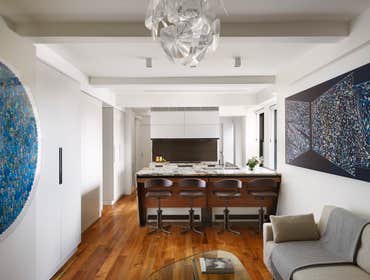 West 23rd NYC - 1 Bedroom Apartment Renovation This project combines two existing studio apartments into a compact 800 sqft. live/work space for a youn