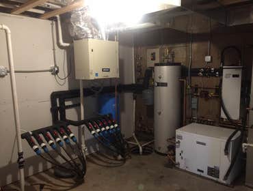 Photo(s) from Airco Heating And Cooling Inc This is an electric boiler system that was piped on a piece of plywood then brought to a remote cabin and i