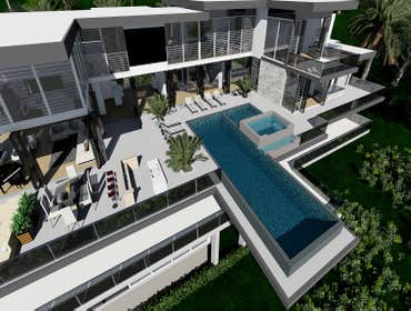 Aerial view Cantilever home
