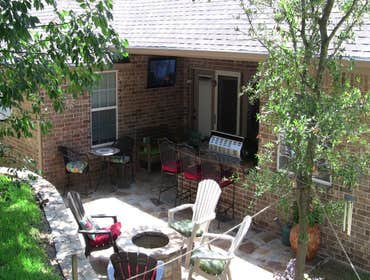 Cedar Garage Door and Backyard Kitchen