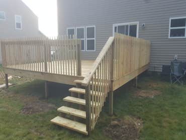 New Deck Build Single level new deck addition on new house